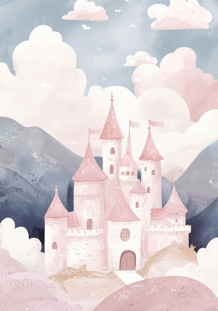 Plakat 70x100cm Muster für Kinder, Mädchen fürs Zimmer - Schloss 2