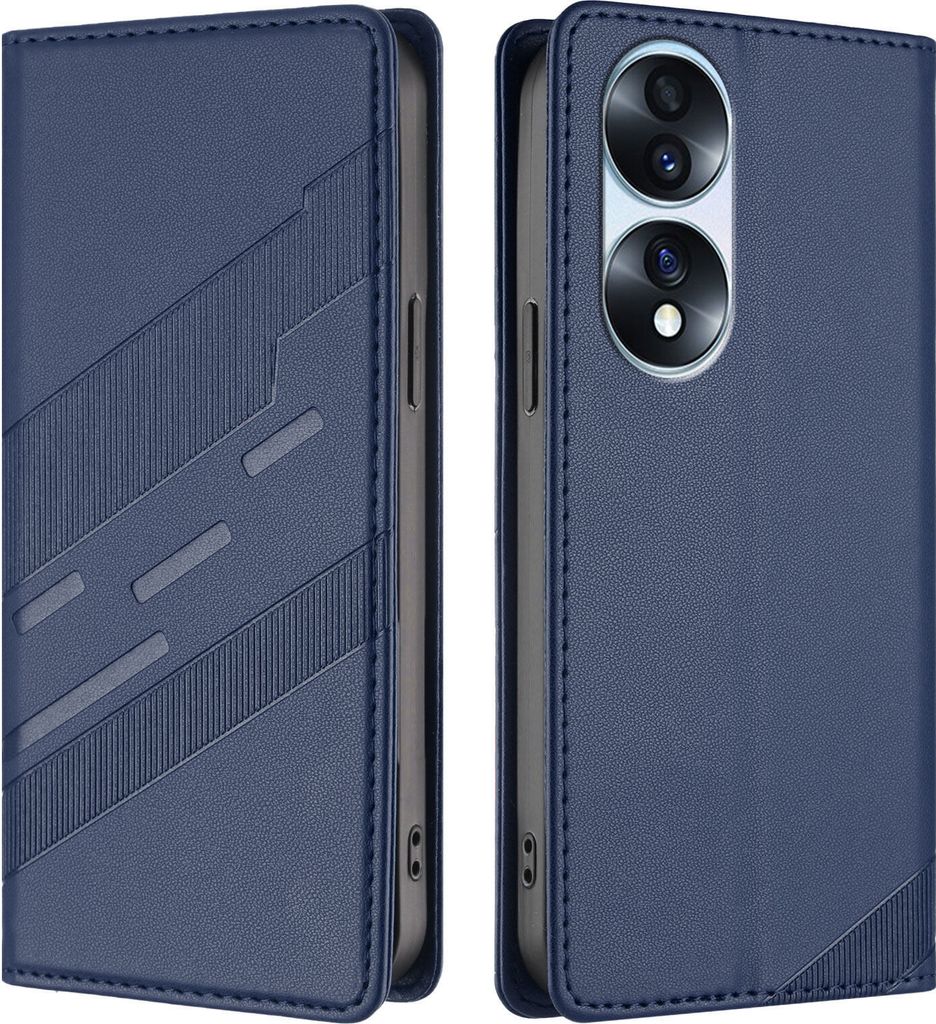Hülle für Honor 70 Pro, Kunstleder Brieftaschen Handyhülle mit Kartenfach und Standfunktion Blau