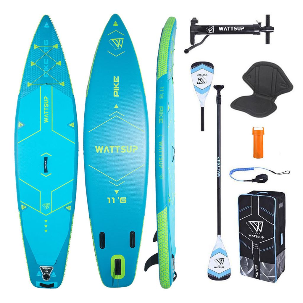 SUP Board aufblasbar WATTSUP Pike 11'6" Combo | Touring Set mit Kajaksitz | 150 kg | 350 cm
