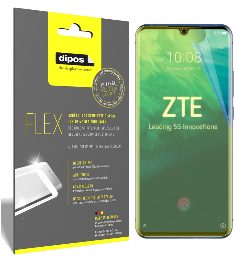 3x Axon 10 Pro Schutzfolie Folie, 100% Displayabdeckung, dipos Flex