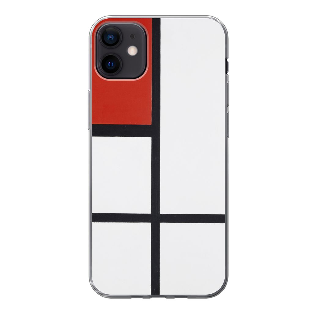 MuchoWow Handyhülle Schutzhülle Hülle für iPhone 12 mini Komposition - Piet Mondrian Silikon Softcase Handy Hülle - Bild