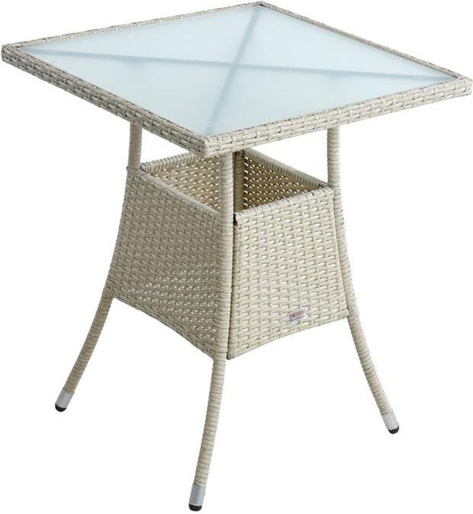 Polyrattan Balkontisch Rattan Tisch Beistelltisch Gartentisch 60 cm Beige