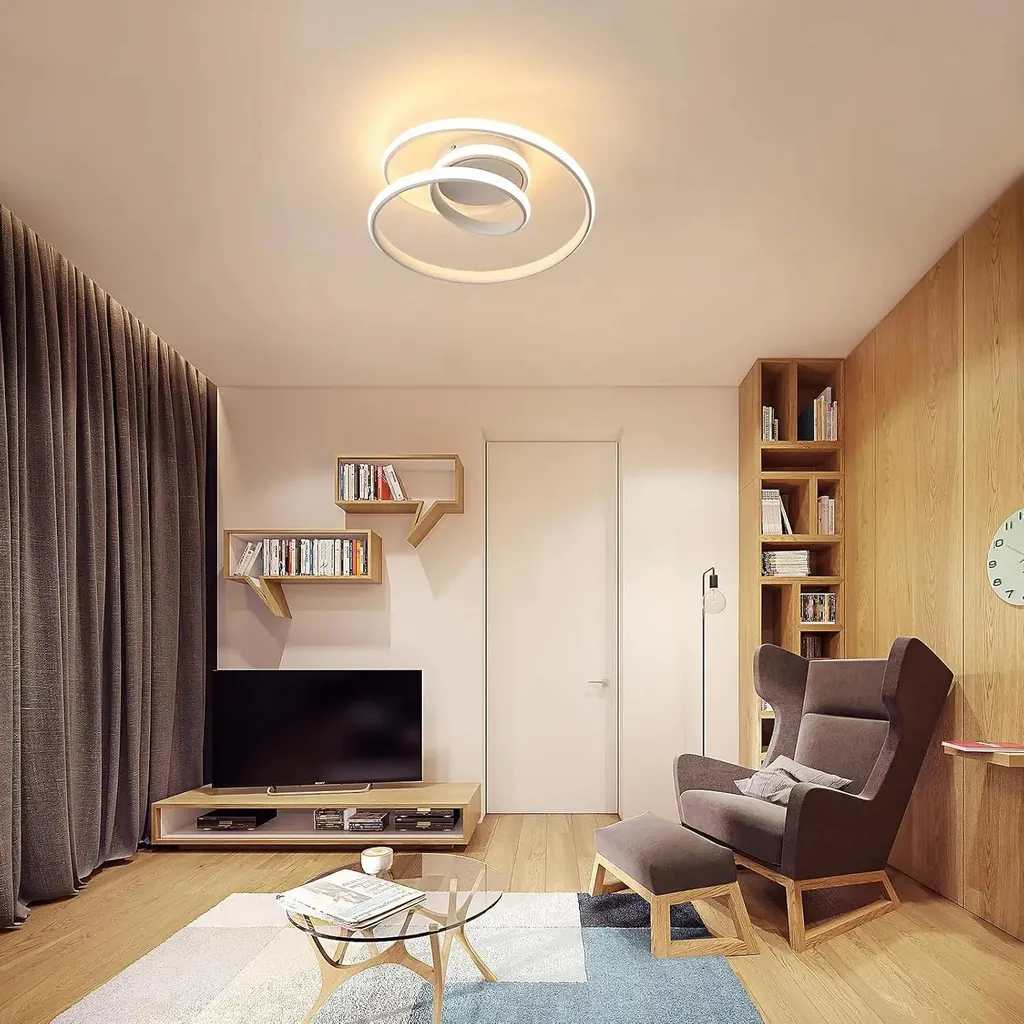 Plafonnier LED design blanc chaud pour éclairage salon et chambre - 8
