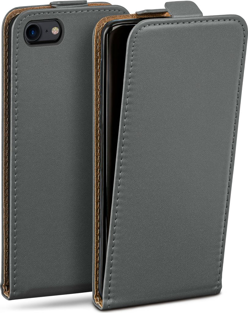 moex Flip Case kompatibel mit Apple iPhone 7 / iPhone 8 - Hülle mit 360 Grad Schutz, Dunkelgrau