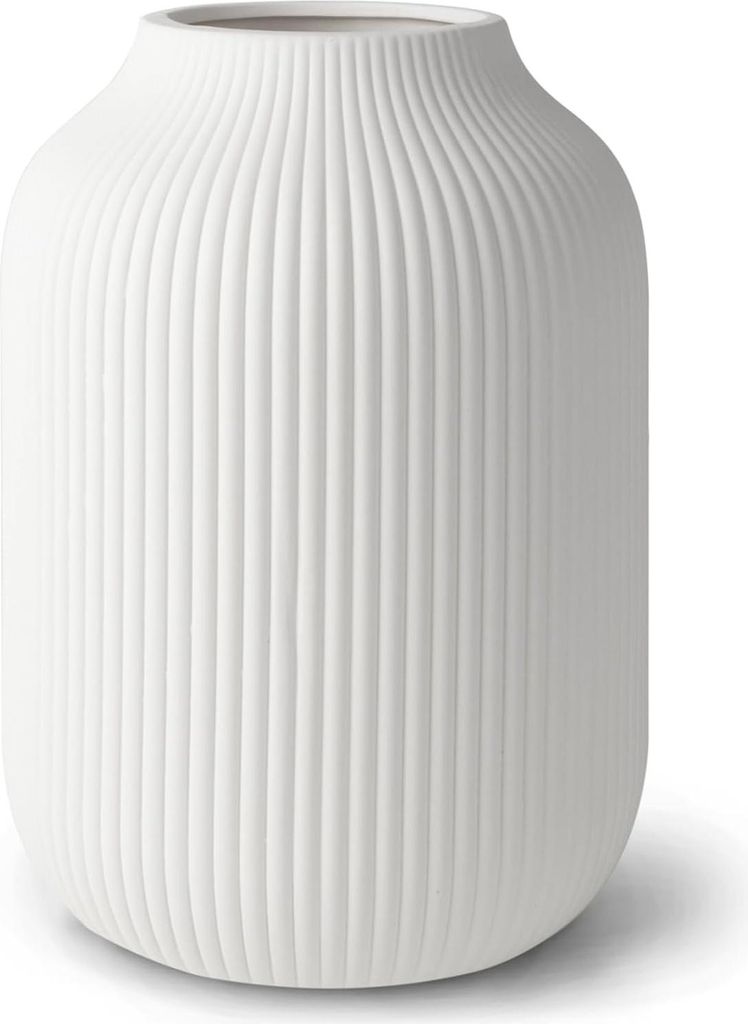 Weiße keramische Vase für Schnittblumen, Trockenblumen und Dekoration - 20 cm hoch