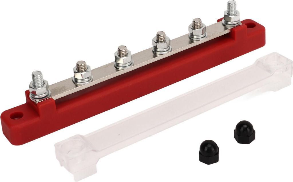 Stromverteilerblock M6-Schraube 6-polige Sammelschiene DC 12V-48V 150A für Auto-Boot Rot