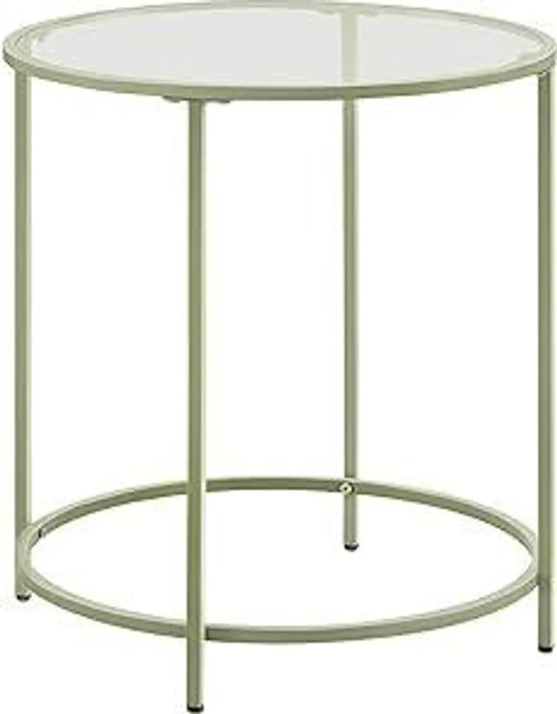 VASAGLE Table d'Appoint Ronde en Verre Trempé et Métal Vert Laurier