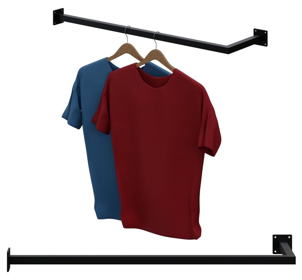 Garderobenstange Kleiderstange Garderobe Halter Kleiderständer Metall Schwarz Ecke 90x30cm