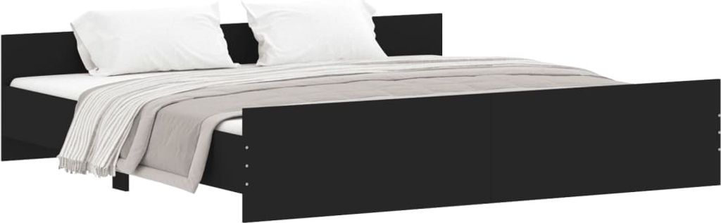 Bettgestell mit Kopf- und Fußteil Schwarz 200x200 cm