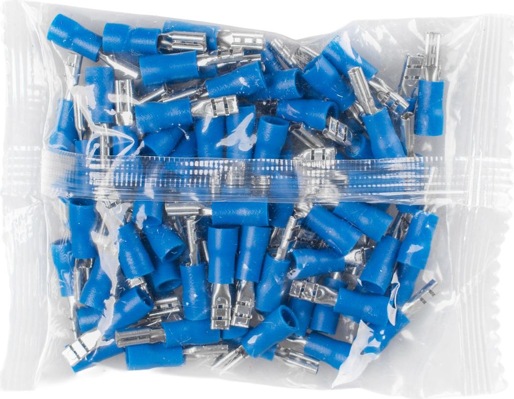 Vayox Set 100 Stk. Flachsteckhülse isoliert weiblich 1.5-2.5mm2 2.8mm Blau