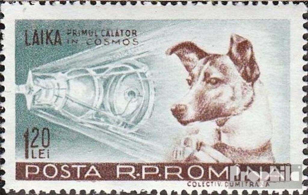 Briefmarken Rumänien 1957 Mi 1684 postfrisch Hündin Lajka