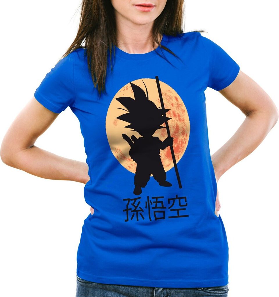 style3 Goku Moonlight Damen T-Shirt, Farbe:Blau, Größe:M