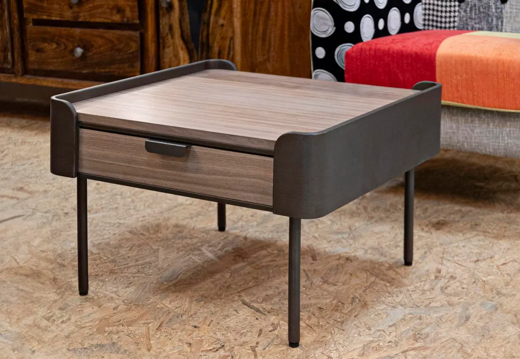 Table basse Tavolo 60x60x41 cm en métal et sapin brun style industriel