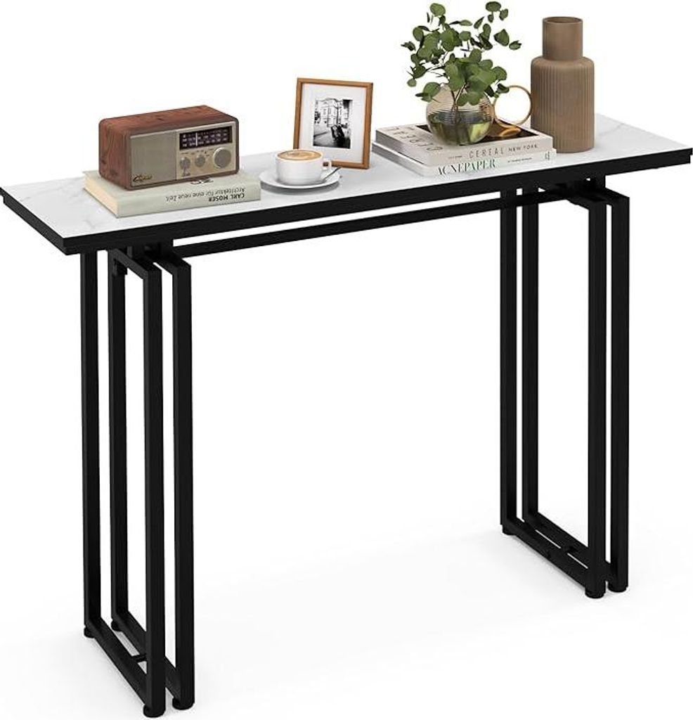 Konsolentisch, Eingangskonsole, Eingangskonsole, robuster und stabiler Rahmen, verstellbare Füße, für Eingang, Wohnzimmer, moderner Stil (schwarz)