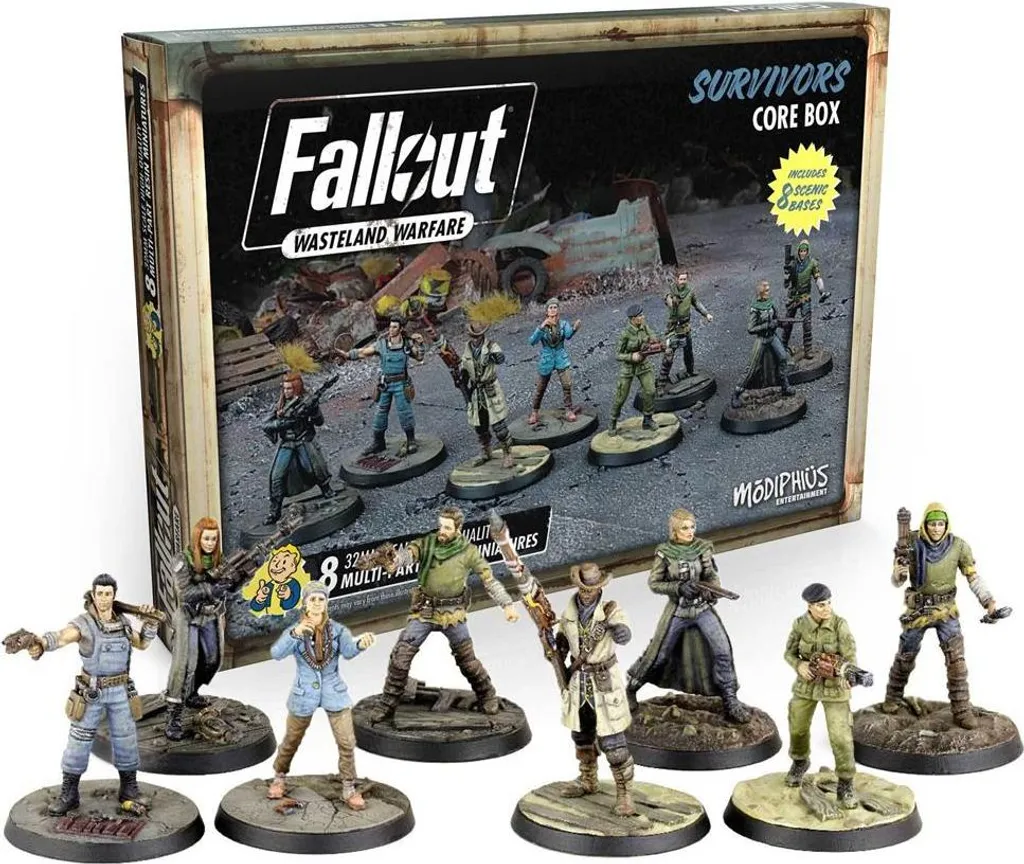 Jeu de plateau Fallout Survivors Core Box avec Figurines de Survie ENG