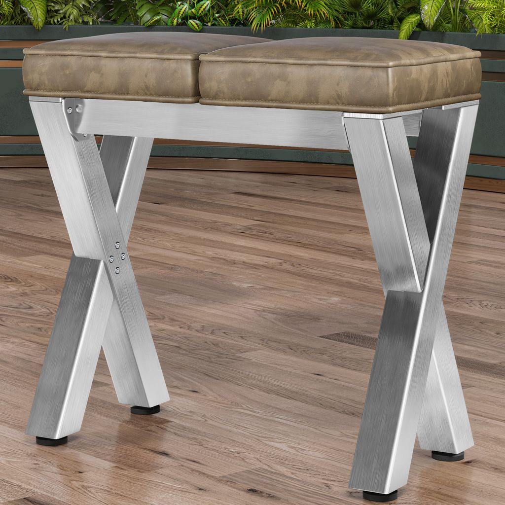 JUANA | Sitzbank B:H 80 x 81cm | 8mm | Edelstahl/ Taupe | Gastrobank, Bistrobank, Sitzbank, Kufen
