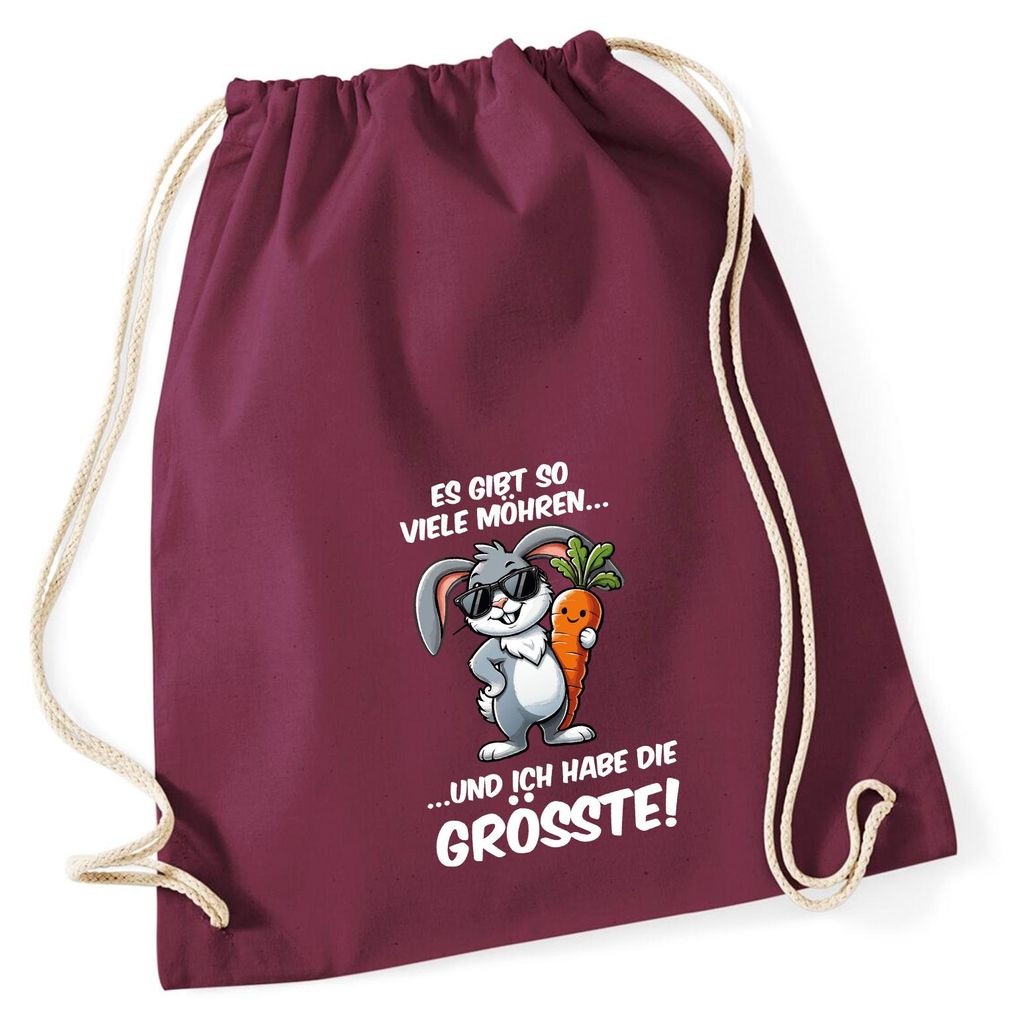 Huuraa Turnbeutel viele Möhren.. Ich habe die grösste cooler Hase 12 Liter Burgundy Baumwolle Rucksack Geschenkidee