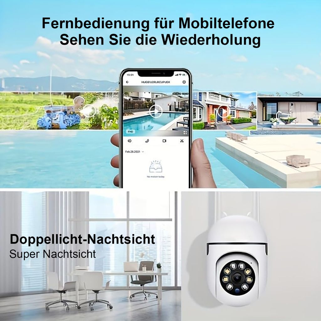 BOYKEEP 2 Stück Überwachungskamera 2,4 GHz WLAN 360 ° Produktbild 5