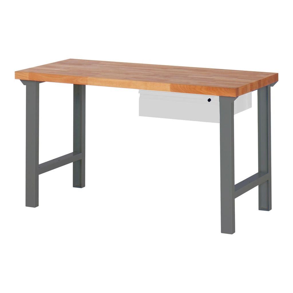 STIER Werkbank Premium, 1 Schublade, Maße 150x70x84 cm, aus pulverbeschichtetem Stahl und Buche, ideal als Montagewerkbank, robust und vielseitig ...