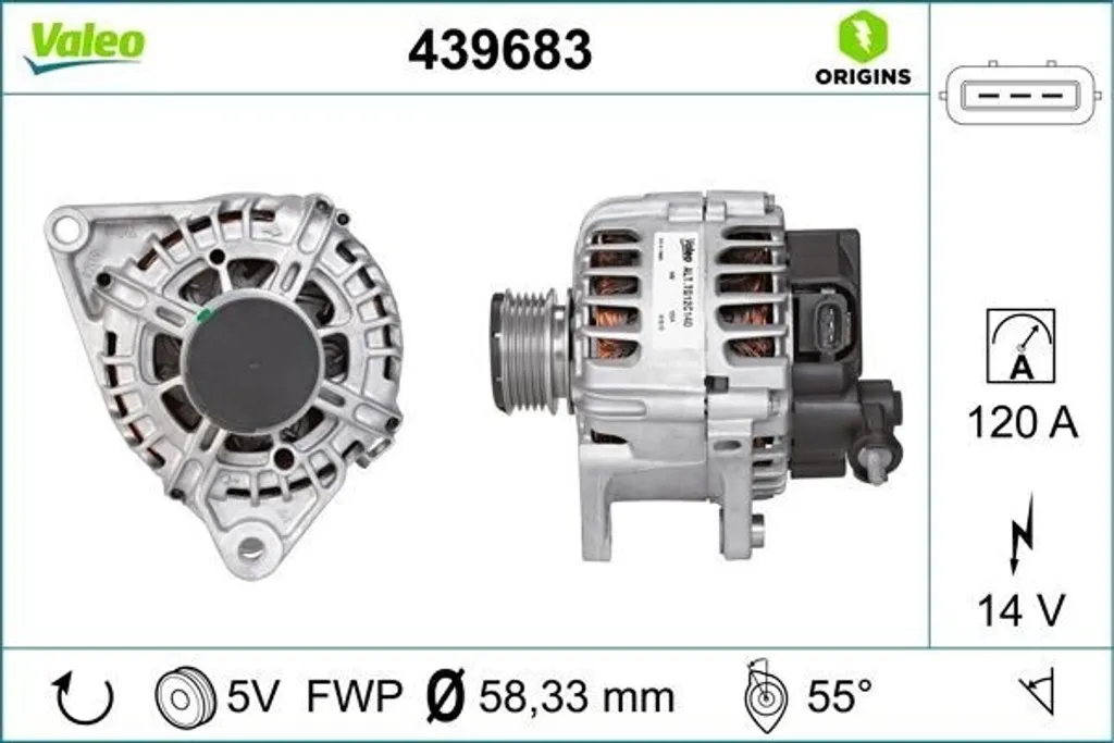 Alternateur Valeo 439683 pour Hyundai i30 et Kia CeeD - OE 37300 2A600