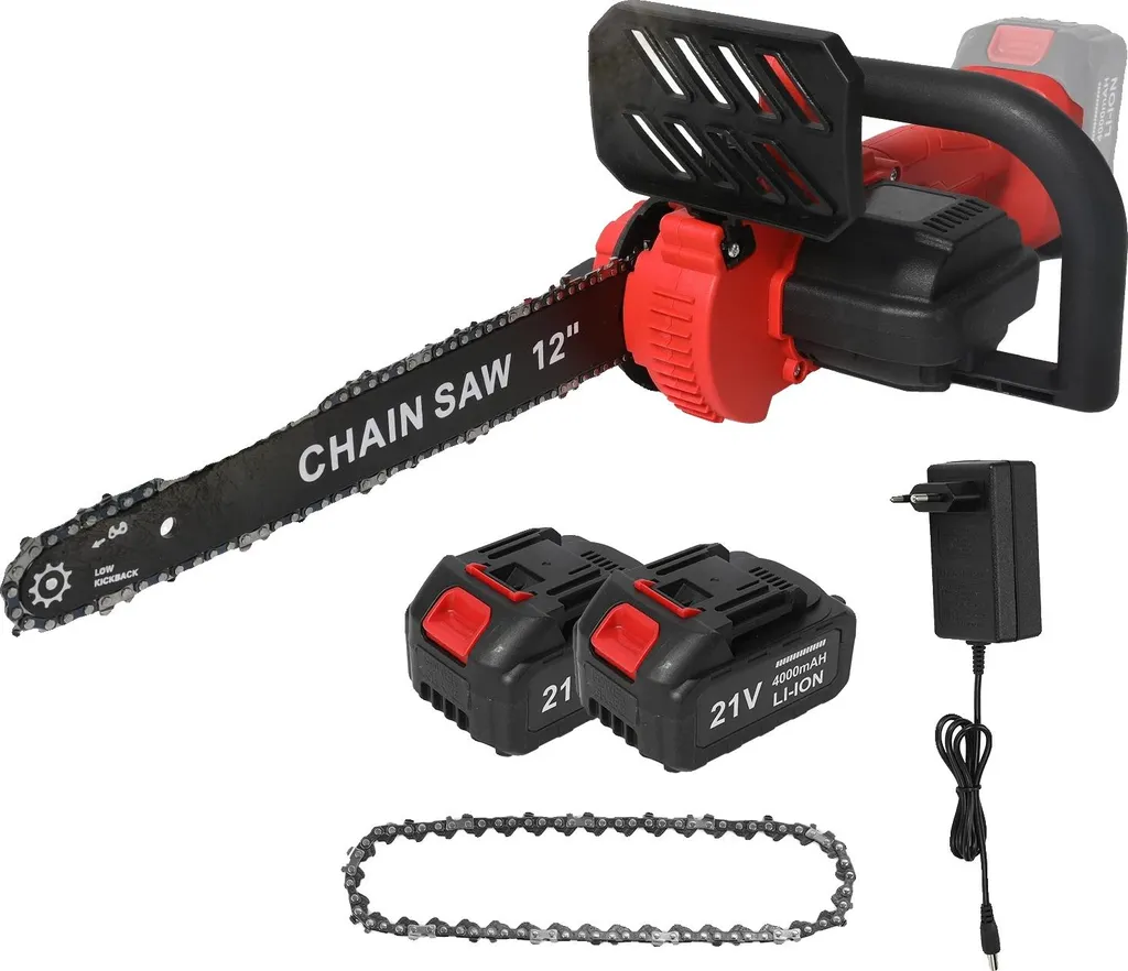 Motosega Elettrica a Batteria Professionale con 2 Batterie 21V Spina EU