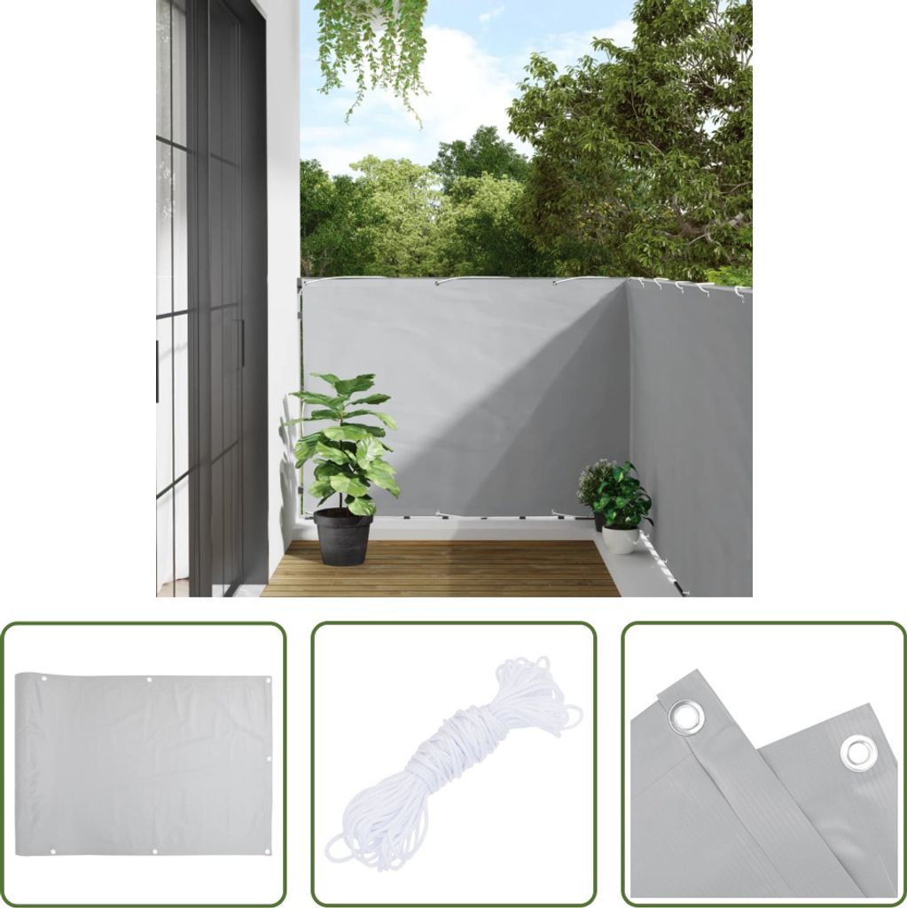 The Living Store Garten-Sichtschutz Grau 400x120 cm PVC
