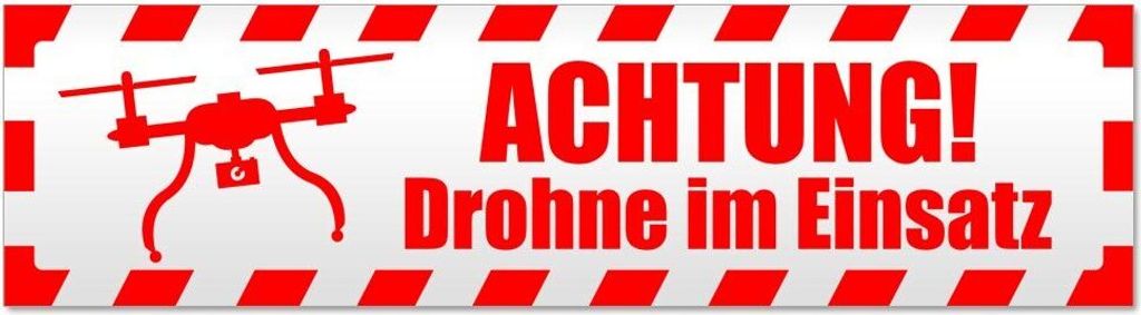 Kiwistar Achtung Drohne Einsatz gestreift Magnetschild Schild magnetisch - 60cm Rot - Magnetfolie für Auto PKW Kfz