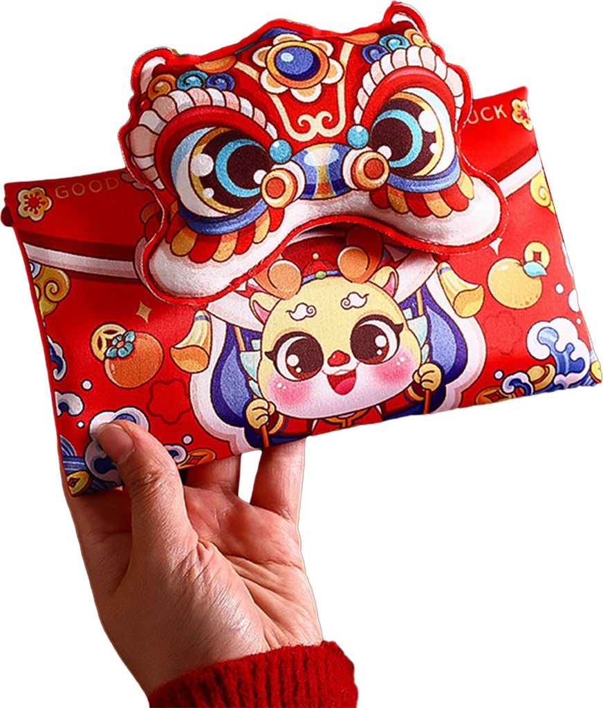 2024 Jahr des Drachen Roter Umschlag Cartoon Chinesisches Neujahr Rotes Paket Stoff Hongbao Geschenk Geldumschlag Mondjahr Party Dekoration