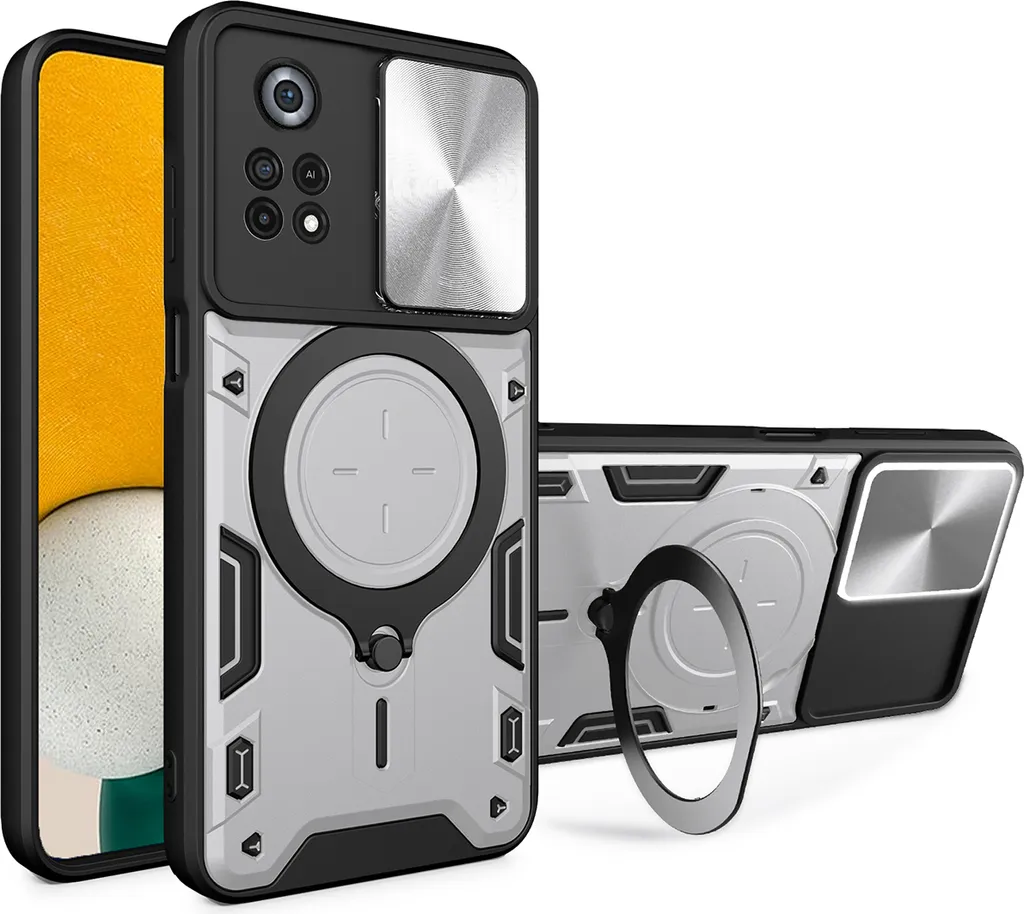 Custodia Xiaomi Poco X4 Pro 5G Argento: Protezione Rugged con Slide Camera