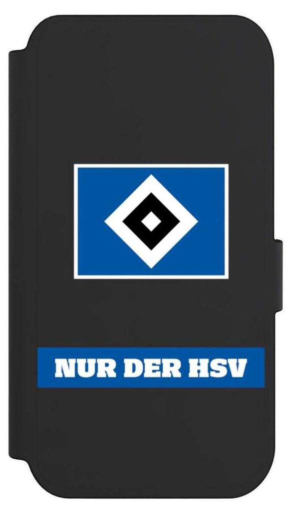 NIVOCASE Klapphülle für Apple iPhone 14 Pro Handyhülle aus Kunst Leder NIVOflip schwarz HSV Hamburger SV Statement