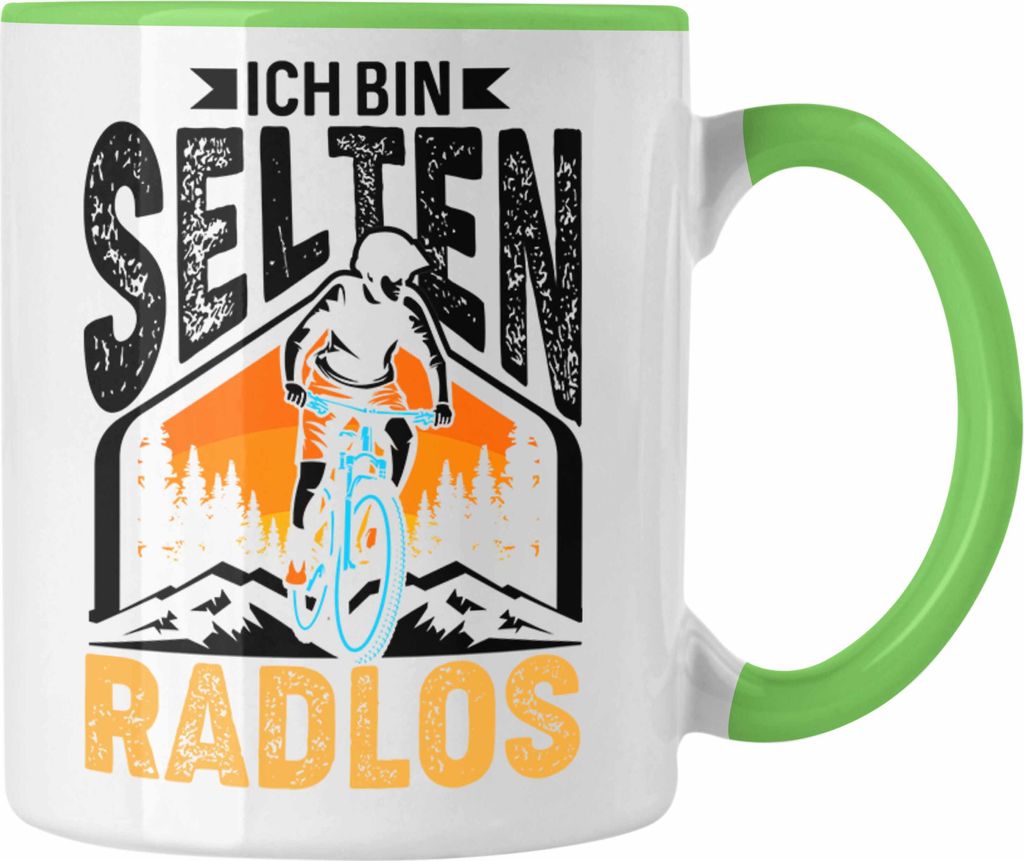 Trendation - Ich Bin Selten Radlos Tasse Geschenk für Fahrradfahrer Radfahrer Rennradfahrer Biker Lustiger Spruch (Grün)