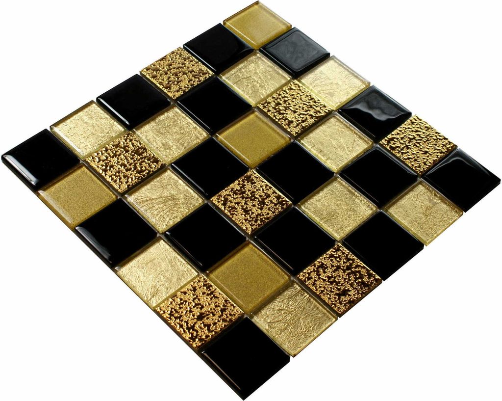 Černo-zlatá skleněná mozaika "GOLD AMOUR", dekorativní Obrázek produktu 