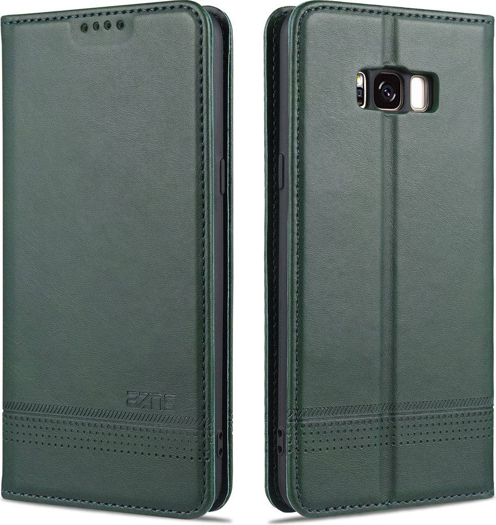 LaimTop LederHülle für Samsung S8 Plus, Klapphüllen Brieftasche Magnetverschluss Ständer Schutzhülle für Samsung Galaxy S8 Plus Grün