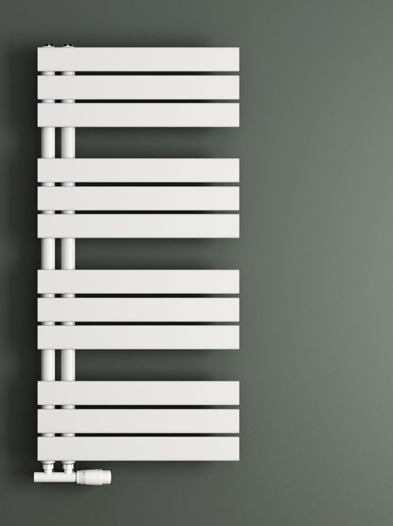 Mai & Mai Badheizkörper Handtuchheizkörper Flach 104x50cm in Weiß Seitenanschluss Handtuchhalter Handtuchwärmer Badheizung 516W Ohne Heizstab