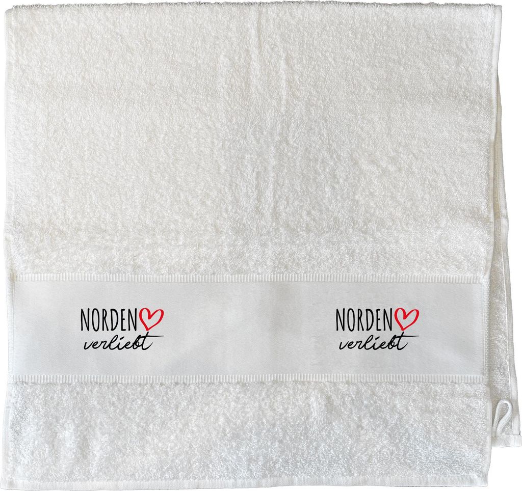 Huuraa Handtuch Norden verliebt 50x100cm White Baumwolle Handtuch Geschenkidee