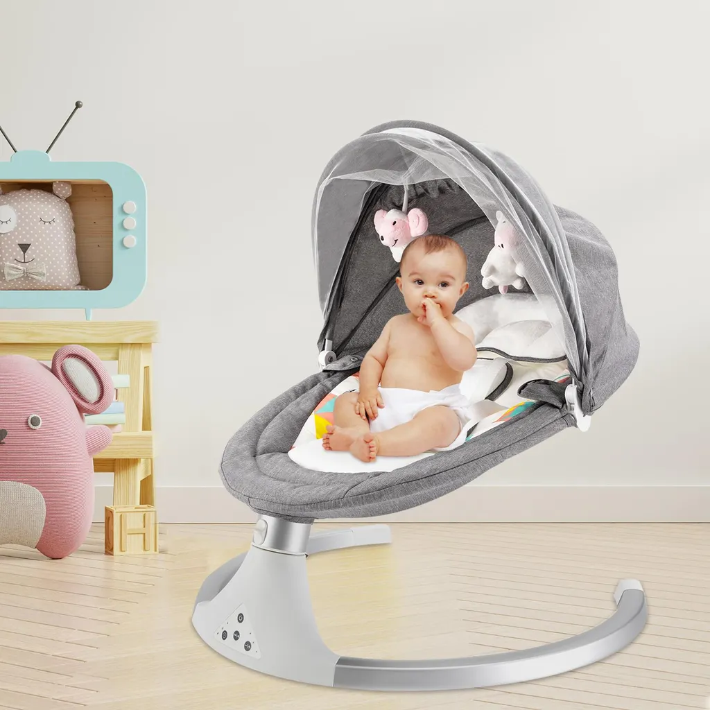 Transat électrique pour bébé gris avec minuterie réglable - Modèle BébéZen - 3