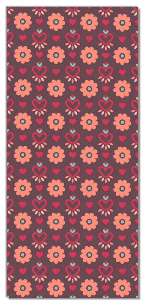 Wallario selbstklebende Türtapete 93 x 205 cm mit Schutzlaminat - Muster mit Blumen und Herzen
