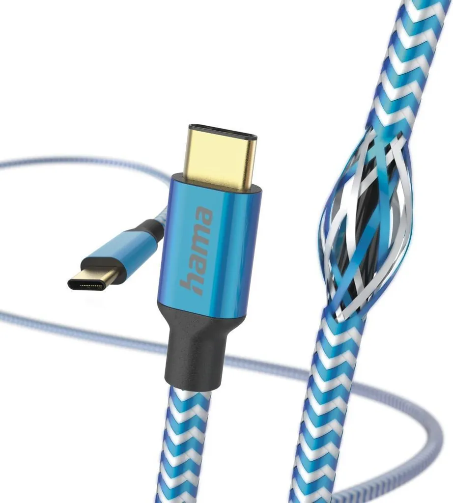 Cavo USB-C Hama Blu Riflettente 1.5m: Stile e Potenza 3A (00201557)