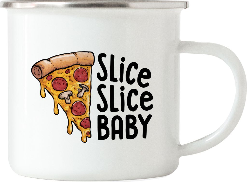 Slice Slice Baby Emaille-Tasse silber Pizza Pizzabäcker Italien Pizzaliebhaber Pizzeria Pizza baker