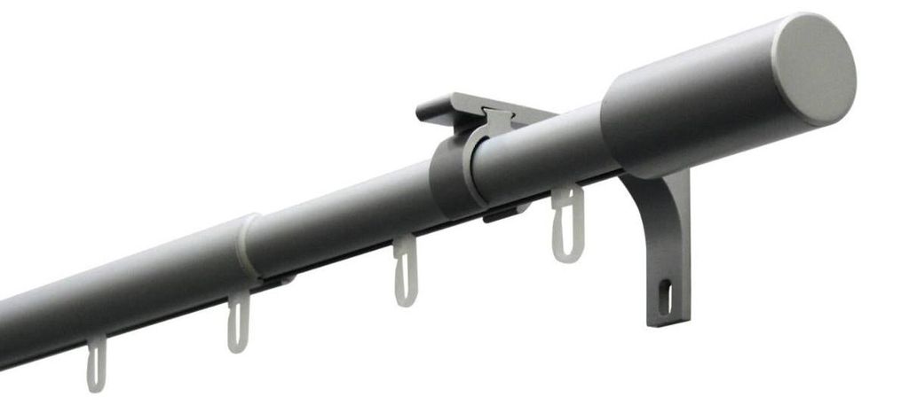 Gardinia Gardinenstangen Set Paros 1-Lauf Ø 22/19 mm aluminium 100-190