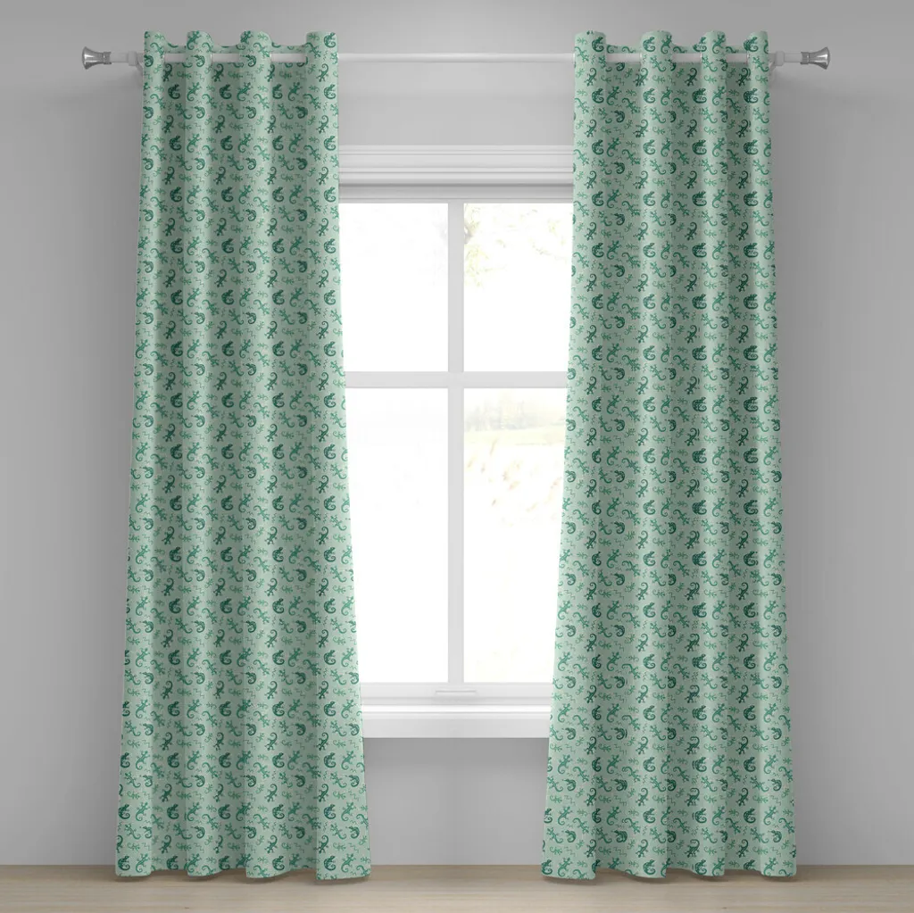 Tenda Occhielli ABAKUHAUS Rettili Esotici 280x245cm Verde Microfibra