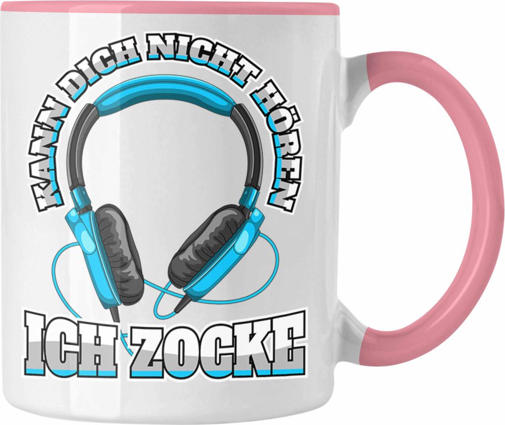 Trendation - Gamer Tasse Geschenk Jungen Zocker Mitbringsel Männer Tassen Zocken Gaming Geschenkideen PC Kinder Zubehör Spruch Lustig (Rosa)