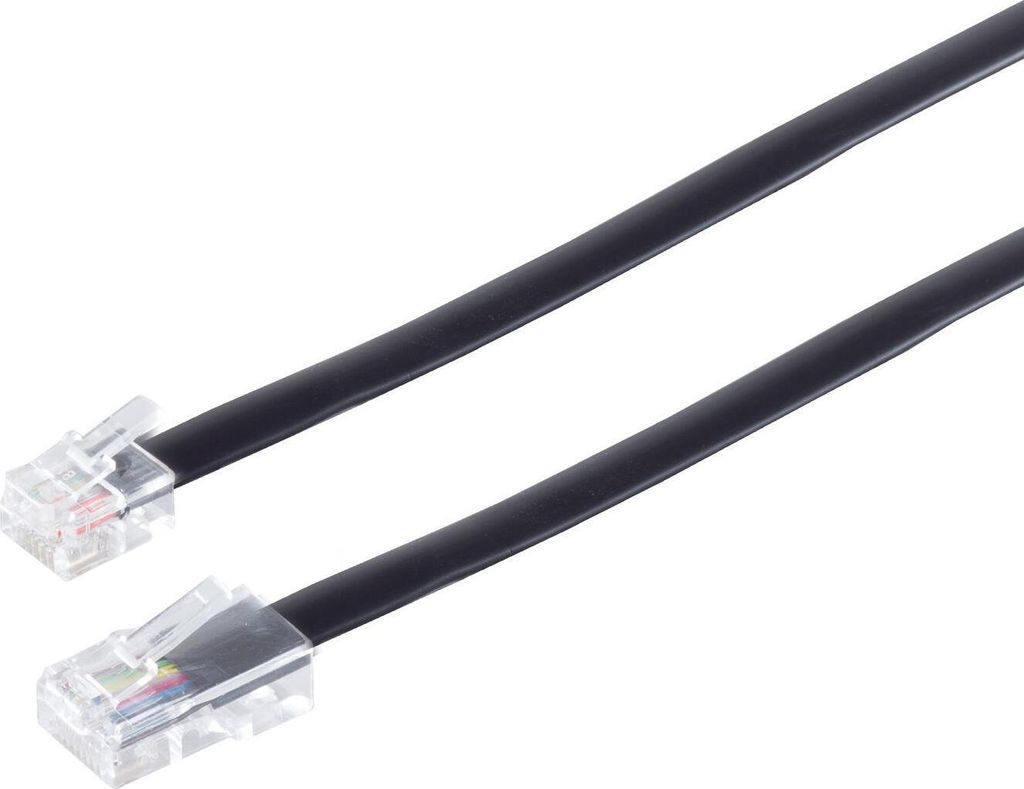 Modularkabel RJ45 ISDN-Western-Stecker 8/6 auf RJ12 Western-Stecker 6/6, 3m Aufbau: 6-adrig Flach mittig belegt (70253-6/6)