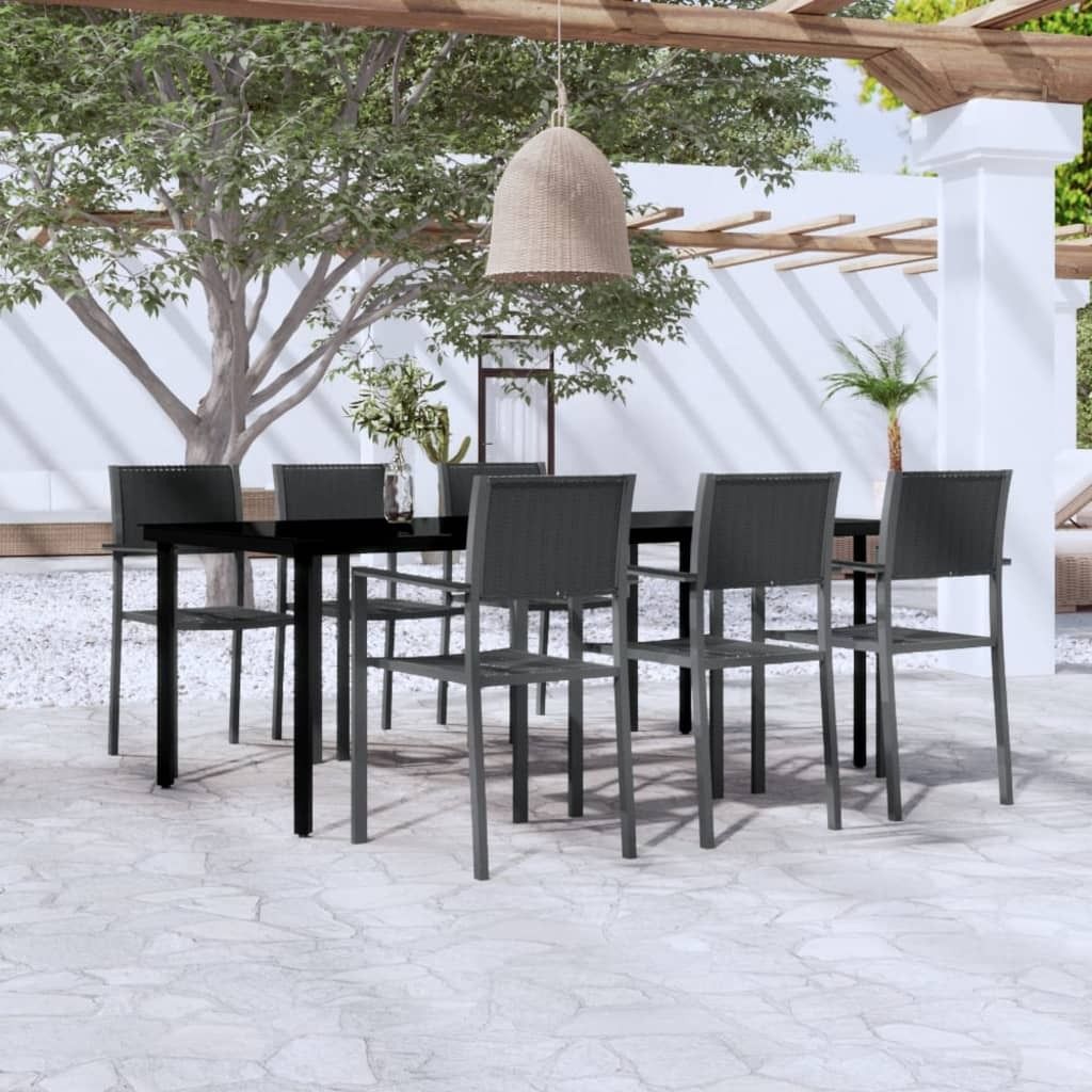 The Living Store 7-tlg. Garten-Essgruppe Schwarz