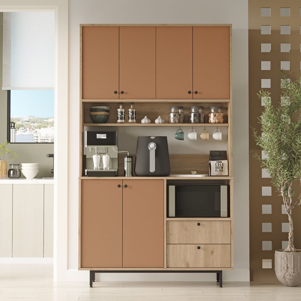 Skye Decor, RE7-SK, Mehrzweckschrank, Eiche, 100 % MELAMINBESCHICHTETE SPANPLATTEN, 120 x 35,5 x 205 cm