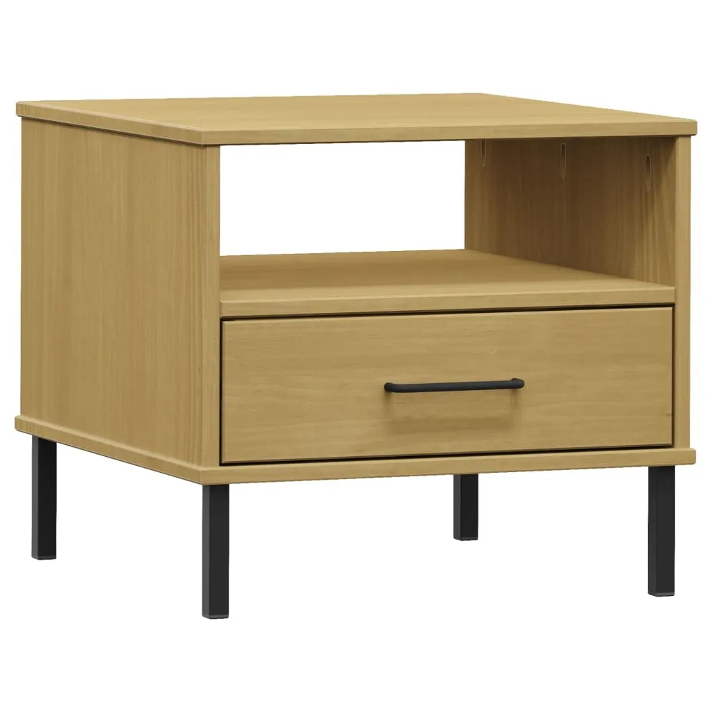 Comodino Marrone OSLO con Cassetto - Legno Vero e Metallo | Salvaspazio