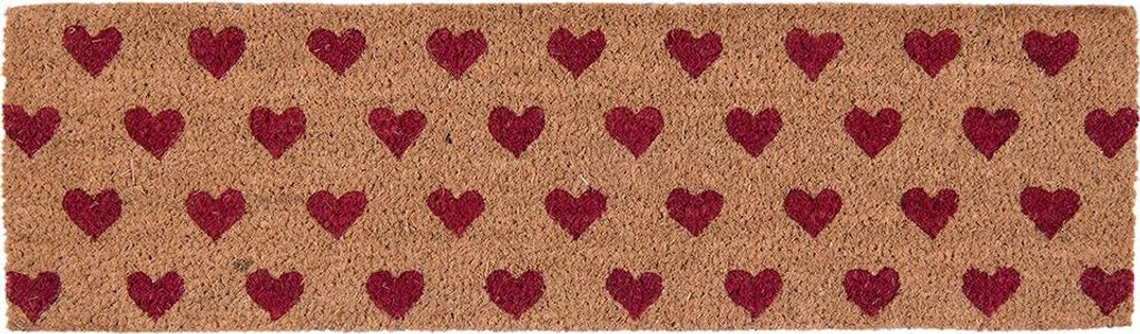 Clayre & Eef Fußmatte 75x22 cm Rot Kokosnuss Herz Produktbild 