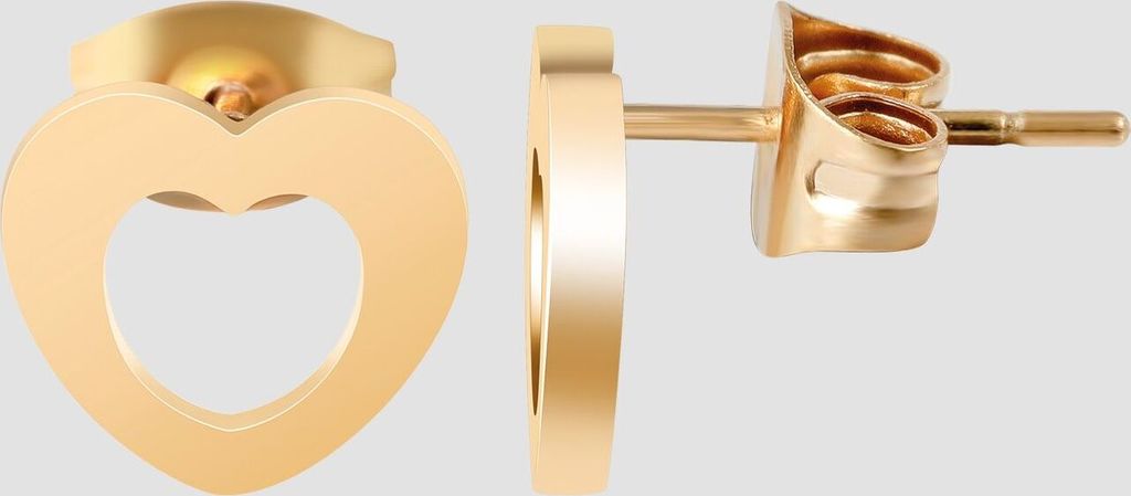 Akzent Edelstahl Ohrstecker mit Herz, silberfarbig