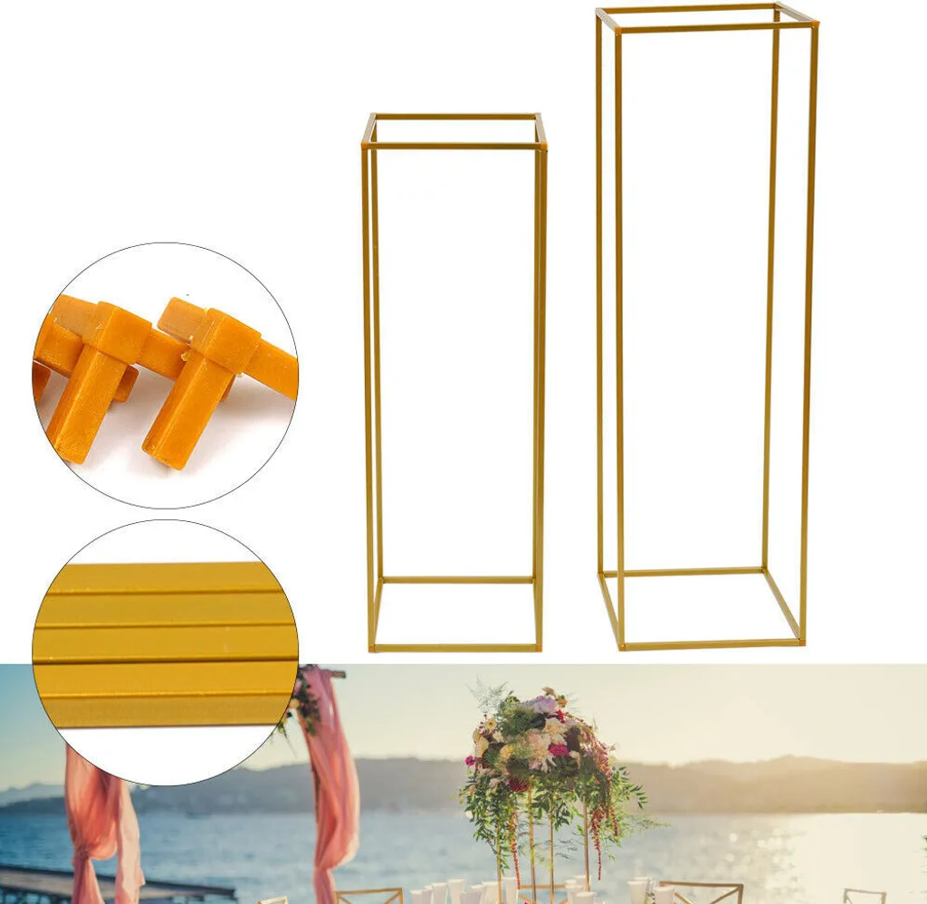 Support de Mariage Stable pour Arche de Ballons et Fleurs - Set de 2 Or - 13