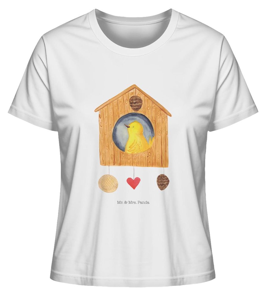 Mr. & Mrs. Panda Damen T-Shirt Vogel Haus Größe L - Weiß - Geschenk, Lustige Sprüche, Baumwoll, Vögel, Basic, Shirt, Wohnung, Oberteil, Castle...